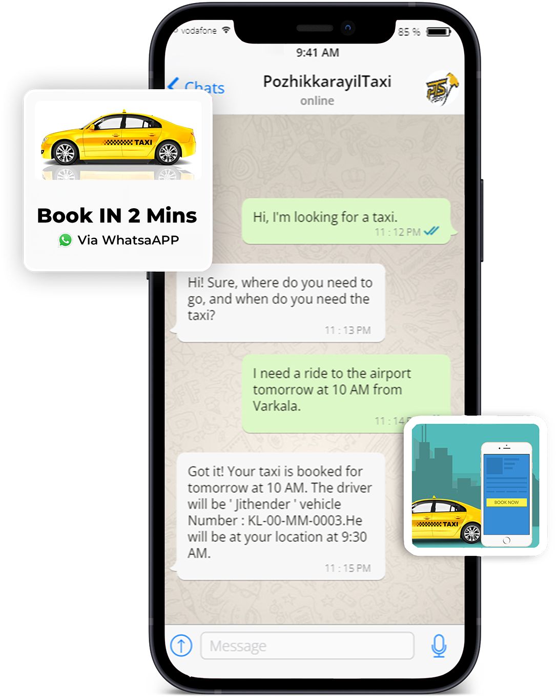 Booking via whatsapp Message Chat